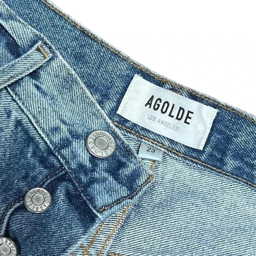 AGOLDE Mid  Rise Loose Isolate Distressed Relaxed Straight Leg Womens 23 - Picture 2 of 12